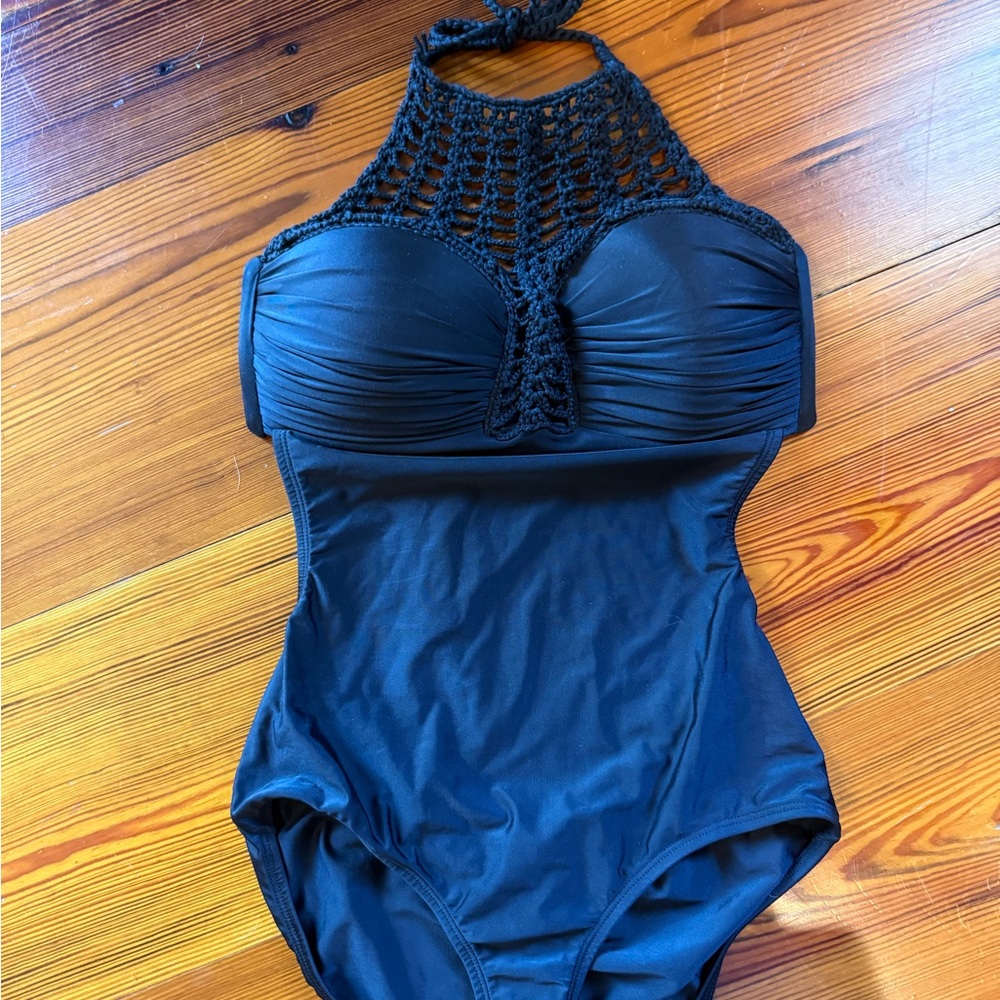 Despi Black Halter One-Piece Swimsuit